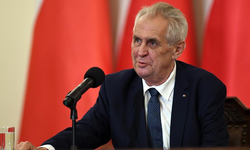 Czech President Milos Zeman speaks at the Polish Presidential Palace in Warsaw, Poland, on May 10, 2018. Czech President Milos Zeman began his visit to Poland Thursday with a meeting with his Polish counterpart Andrzej Duda. File photo:Xinhua
