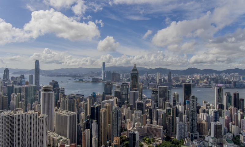 Aerial photo taken on July 16, 2020 shows the Wan Chai of south China's Hong Kong. (Xinhua/Lui Siu Wai)