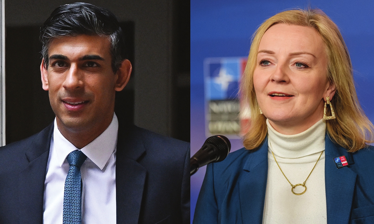 UK's former chancellor of the exchequer (finance minister) Rishi Sunak (left) and Foreign Secretary Liz Truss?Photo: GT