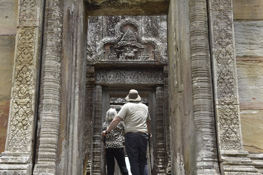 Tourists visit the Temple of Preah Vihear in Preah Vihear province, Cambodia, April 4, 2022. /Xinhua