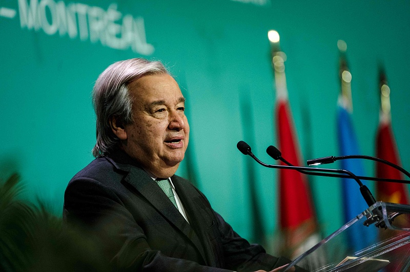 UN Secretary-General Antonio Guterres speaks during the opening ceremony of the 15th meeting of the Conference of the Parties at Plenary Hall in Montreal, Quebec, Canada, December 6, 2022. /CFP