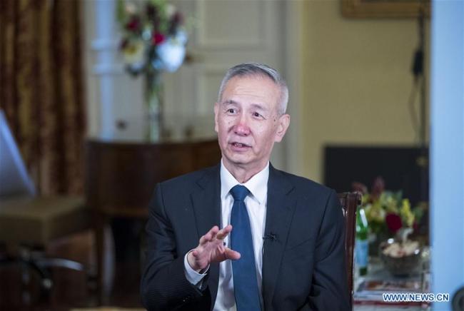 Chinese President Xi Jinping's special envoy and Vice Premier Liu He, also a member of the Political Bureau of the Communist Party of China Central Committee and chief of the Chinese side of the China-U.S. comprehensive economic dialogue, receives an interview in Washington, the United States, on May 19, 2018. [Photo: Xinhua]