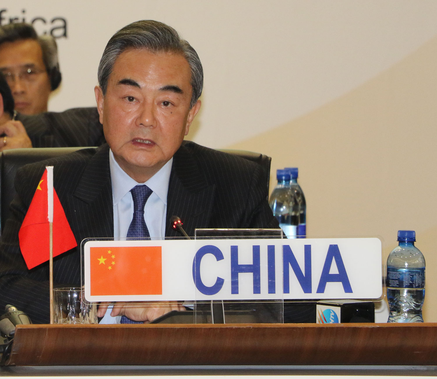 Chinese State Councilor and Foreign Minister Wang Yi speaks at the Formal Meeting of the BRICS Ministers of Foreign Affairs held in Pretoria, South Africa, on Monday, June 4, 2018. [Photo: China Plus/Gao Junya]