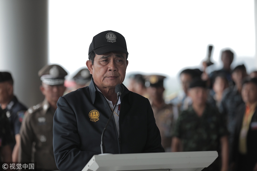 Thai Prime Minister Prayut Chan-o-cha pledges to make all-out efforts in the ongoing search and rescue operation in the Phuket boat accident. [Photo: VCG]