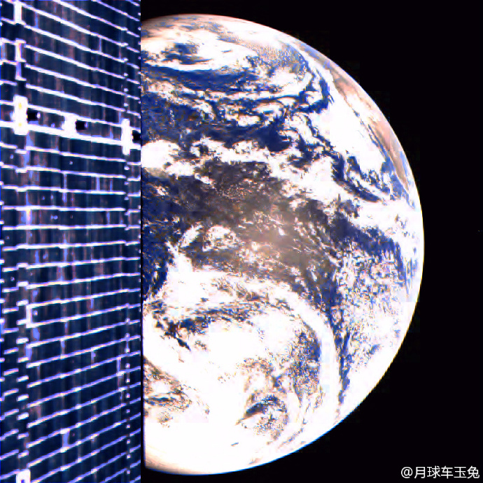 A selfie taken by Chang'e-2 with the Earth [File photo: Official Weibo account of the Yutu moon rover of Chang'e-3]