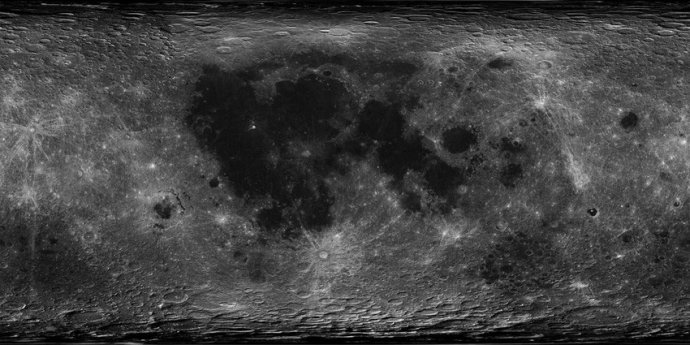 The full cylindrical projection map of the moon taken by Chang'e-2 [File photo: State Administration of Science, Technology and Industry for National Defence]