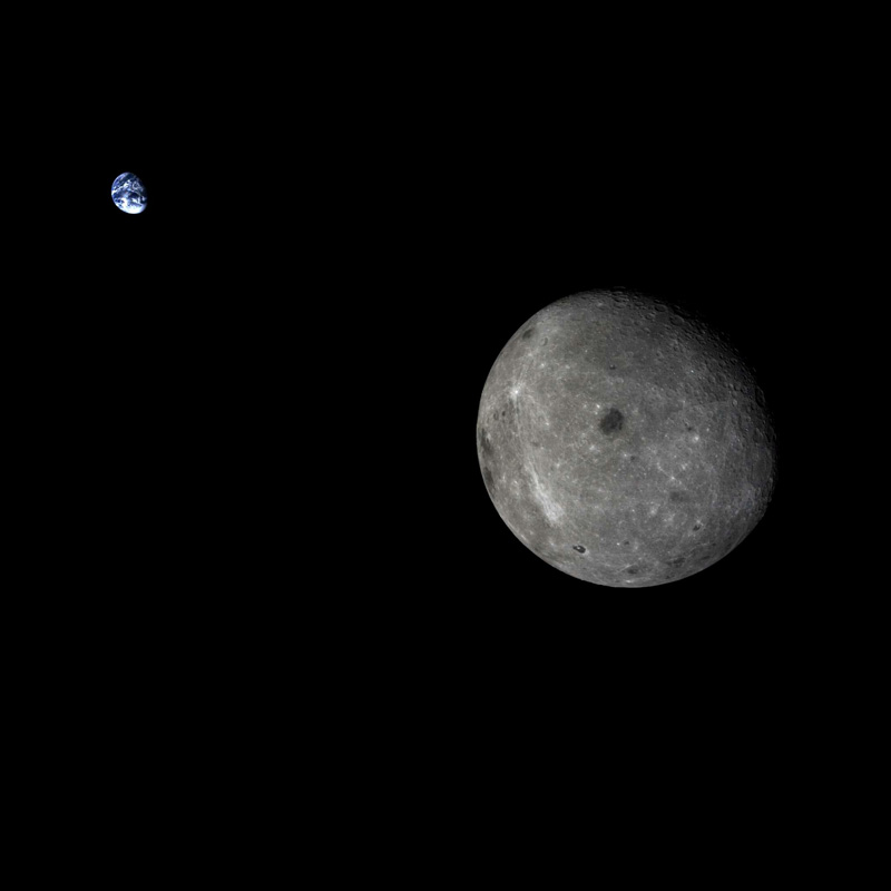 The photo of Earth and the Moon together taken by the Chang'e 5 test vehicle service module on November 9, 2014 [File photo: China National Space Administration]