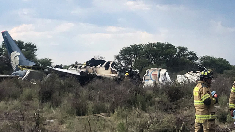 Handout picture released by Durango's Civil Protection showing the wreckage of a plane that crashed in northern Mexico on July 31, 2018. [Photo: HO/DURANGO CIVIL PROTECTION/AFP]