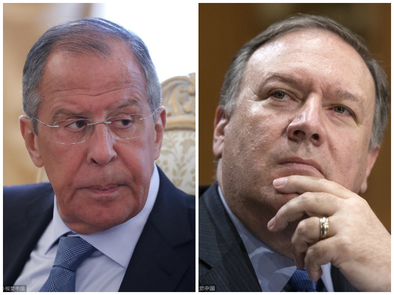 Russian Foreign Minister Sergey Lavrov(on the left) and the U.S. Secretary of State Mike Pompeo(on the right). [Photo:China Plus/ VCG)