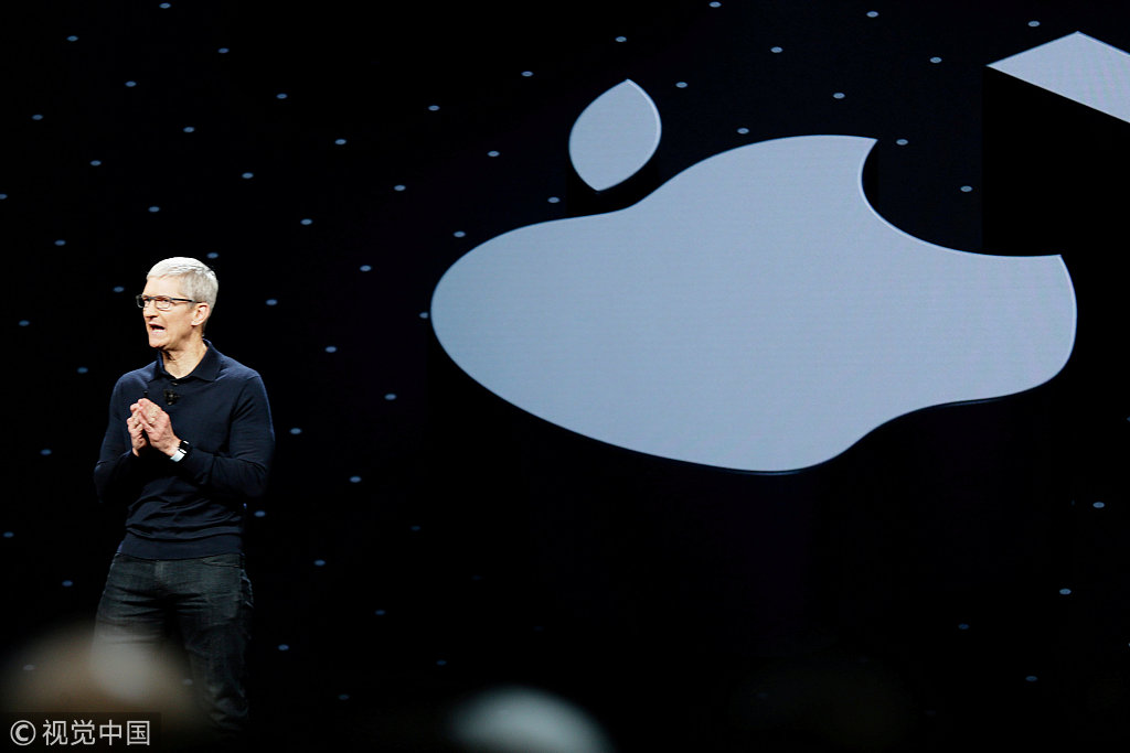 Apple Chief Executive Officer Tim Cook speaks at the Apple Worldwide Developer conference (WWDC) in San Jose, California, U.S., June 4, 2018.[File Photo:VCG] 