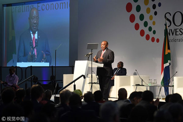 South African President Cyril Ramaphosa attends the South African Investment Conference on October 26, 2018 in Johannesburg, South Africa. [Photo: VCG]