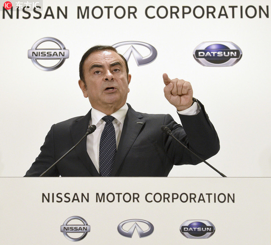Carlos Ghosn, president and chief executive officer of Nissan Motor Co. speaks at a press conference in Minato ward, Tokyo on October 20, 2016.[File Photo: IC]