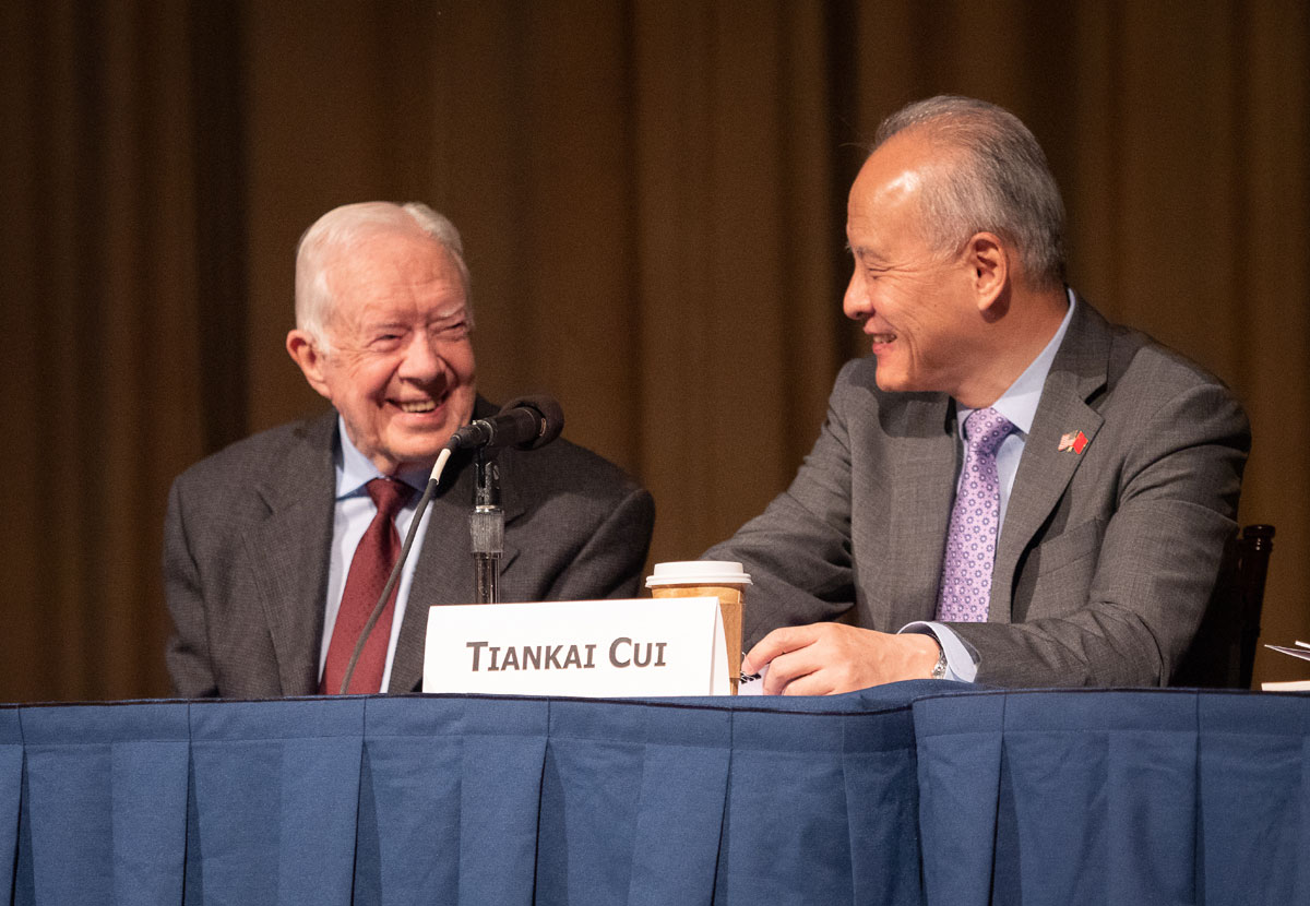 Former U.S. President Jimmy Carter and Chinese Ambassador Cui Tiankai attended a symposium convened by The Carter Center on Sino-American relations on Friday, January 18, 2019 in Atlanta, United States.[Photo: China Plus/Liu Kun]