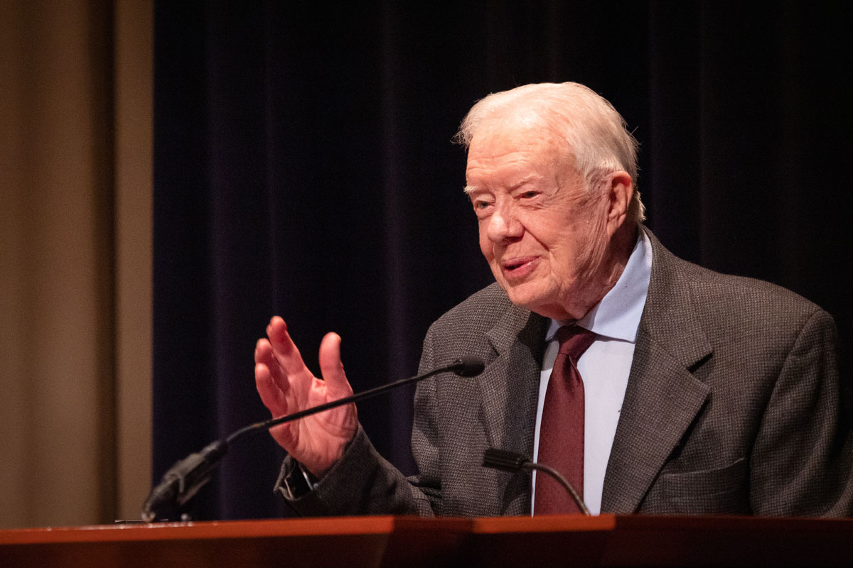 Former U.S. President Jimmy Carter at a symposium convened by The Carter Center on Sino-American relations on Friday, January 18, 2019 in Atlanta, United States.[Photo: China Plus/Liu Kun]