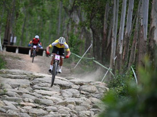 China's 15th National Games: men's cross-country final of cycling mountain bike