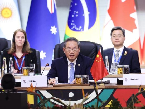 Chinese premier urges G20 to uphold free trade, build open world economy