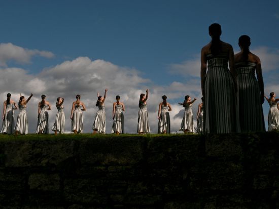 Weather threat prompts backup Olympic flame lighting rehearsal in Ancient Olympia