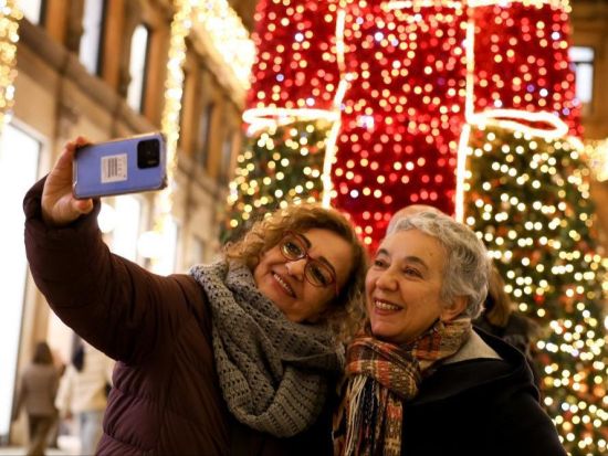 Christmas lights seen in Rome, Italy