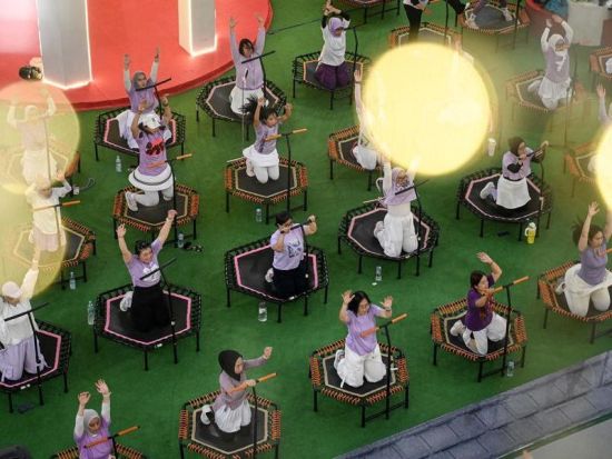 Trampoline dance fitness takes off as budget-friendly workout in Indonesia