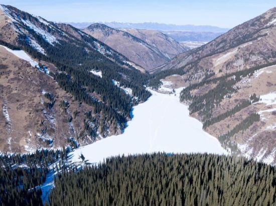 Winter scenery of Kolsai Lakes National Park in Almaty Region, Kazakhstan