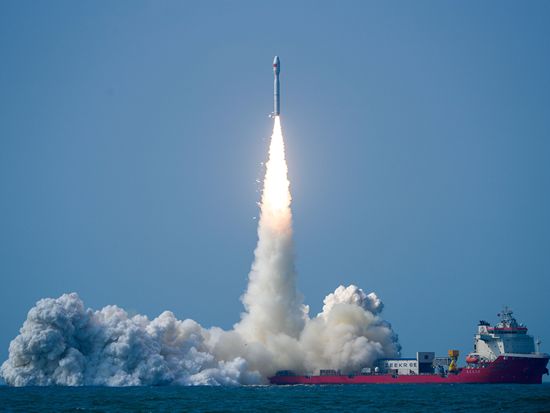 China's commercial rocket SD-3 launches 7 satellites from sea