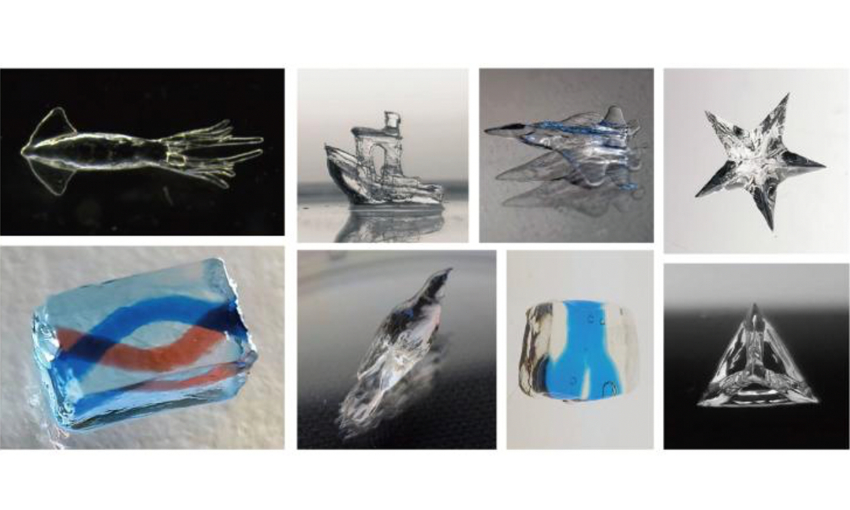 A showcase of complex 3D-printed objects Photo: Xinhua