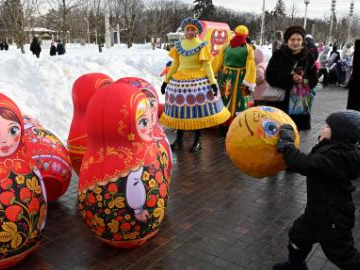 Maslenitsa celebrated in Moscow, Russia
