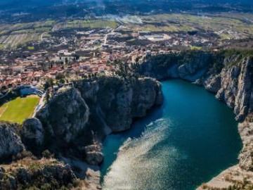 Aerial view of Blue Lake & Red Lake in Imotski, Croatia