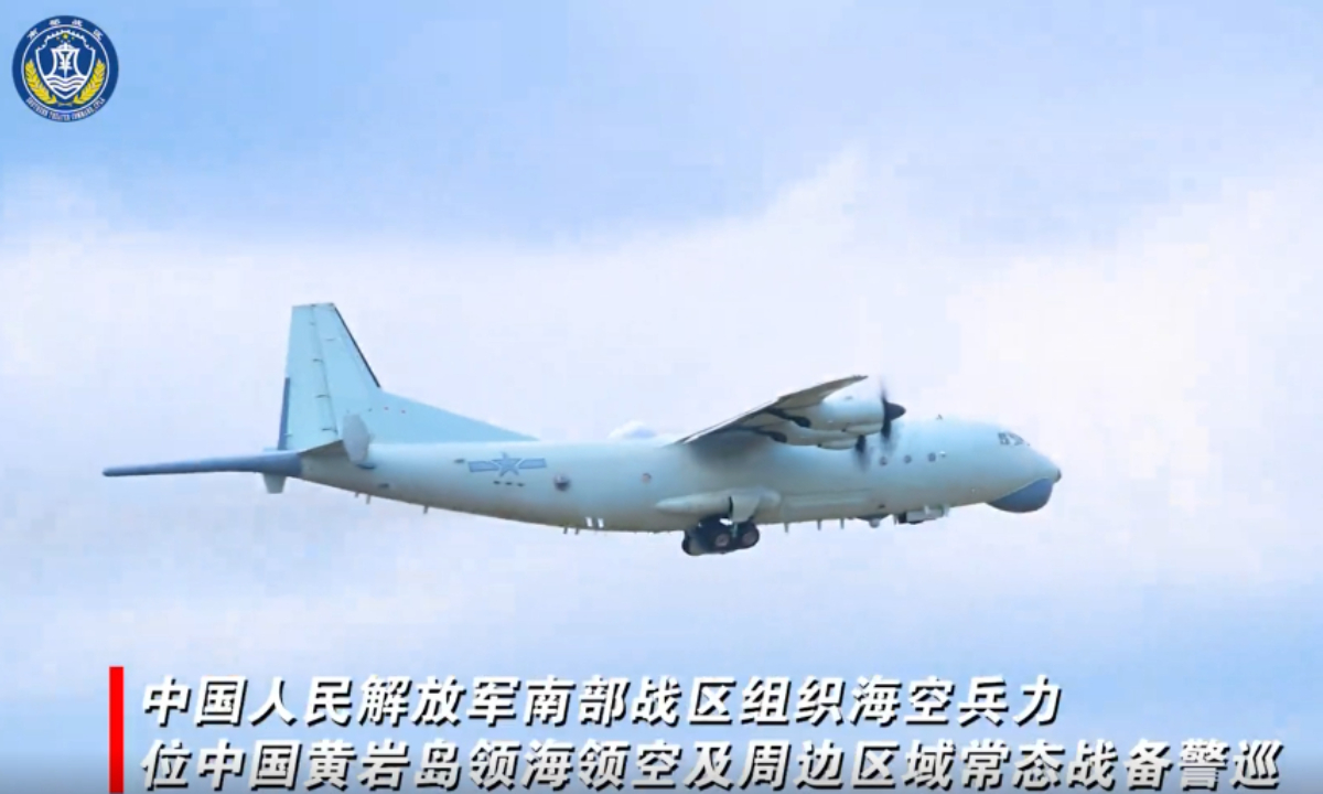 Naval and air units of the Southern Theater Command of the Chinese People's Liberation Army (PLA) conduct readiness patrols in the territorial sea and airspace of China’s Huangyan Dao and its surrounding areas on February 28, 2026. Photo: Screenshot of a video released by the official Wechat account of the PLA Southern Theater Command