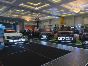 Chinese car brands on display at auto show in Phnom Penh, Cambodia