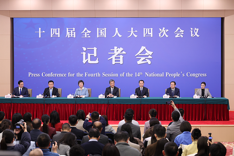 The press center for the fourth session of the 14th National People's Congress (NPC) holds a press conference on people's livelihood on March 7, 2026 in Beijing. Photo: VCG
