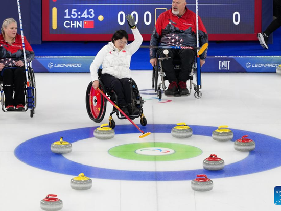 Highlights of wheelchair curling matches at Milan-Cortina Paralympics
