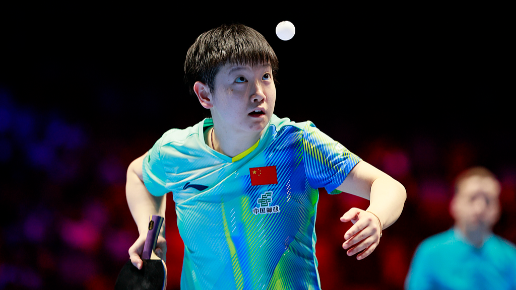 Sun Yingsha of China serves against Li Yu-Jhun of Chinese Taipei in a Group 1 women's singles match at the International Table Tennis Federation Men's and Women's World Cup in China's Macao SAR (Special Administrative Region), March 30, 2026. /VCG