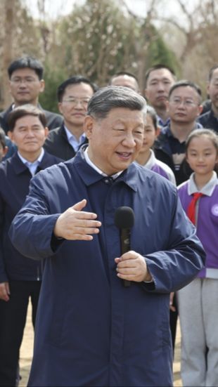 Xi leads by example in tree planting
