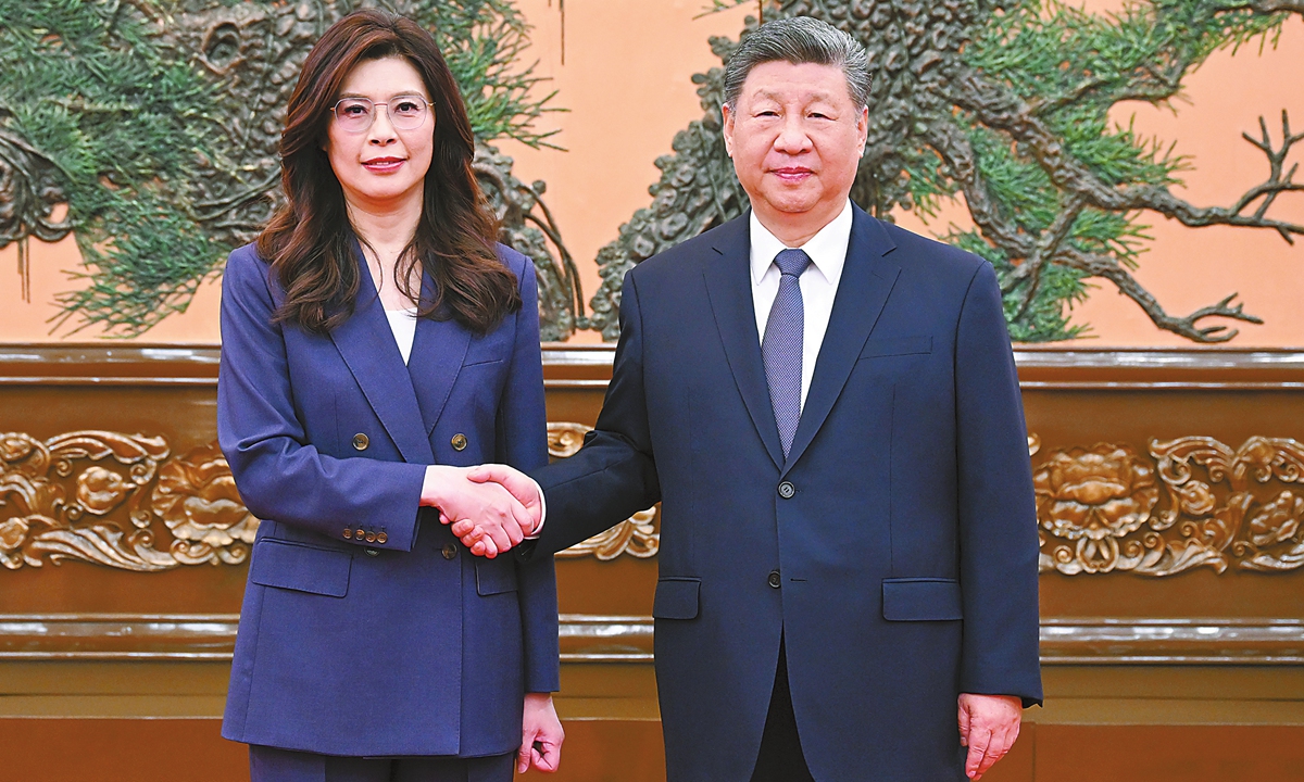 Xi Jinping, general secretary of the Communist Party of China (CPC) Central Committee, meets with Cheng Li-wun, chairwoman of the Chinese Kuomintang (KMT) party in Beijing, on April 10, 2026. Photo: Xinhua  