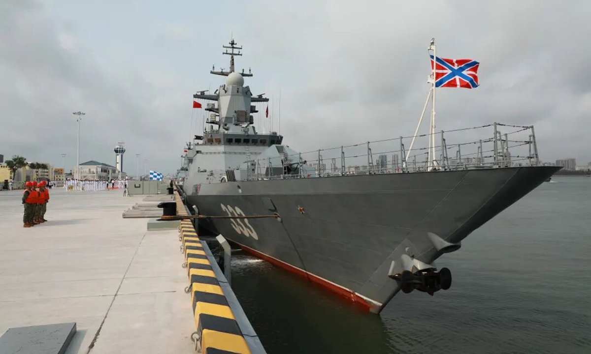 This photo taken on April 15, 2026 shows a corvette of a Russian navy fleet at a military port in Zhanjiang, South China's Guangdong Province. Photo: China Military Bugle