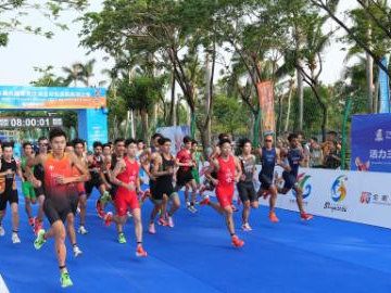 Highlights of men's individual of aquathlon event at 6th Asian Beach Games in Sanya