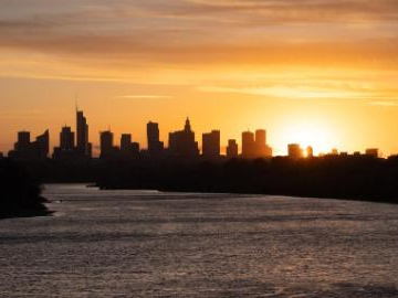 Sunset view in Warsaw, Poland