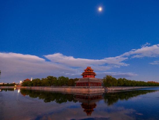 View of turret of Palace Museum in Beijing