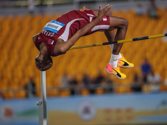 Men's high jump final at 1st Asian Jumping Championships in China's Chongqing