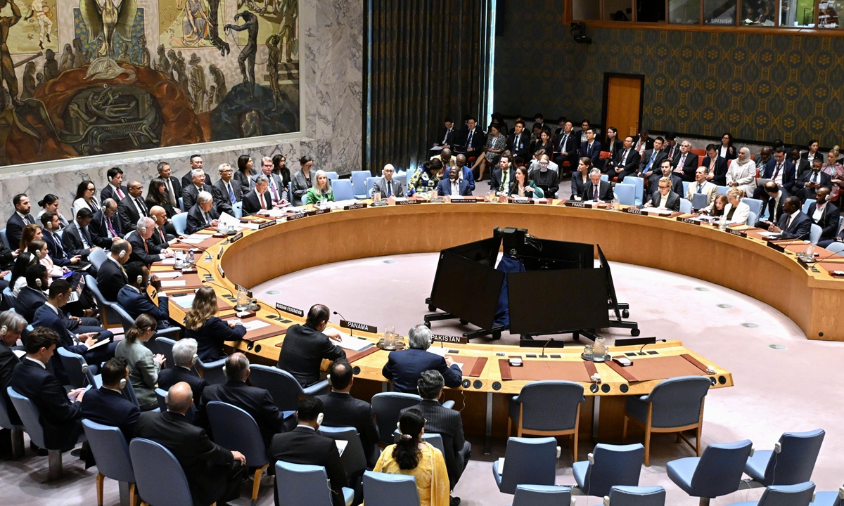 The UN Security Council, of which China is the rotating president for May, holds a high-level meeting on strengthening the international system at the UN headquarters in New York on May 26, 2026. Photo: VCG