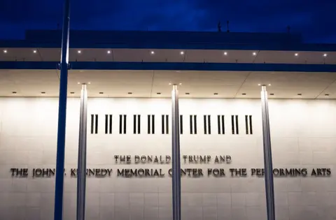 Getty Images A close up of signage that says The Donald J Trump and John F Kennedy Memorial Center for the Performing Arts on 16 May 2026 in Washington DC.</p><p>