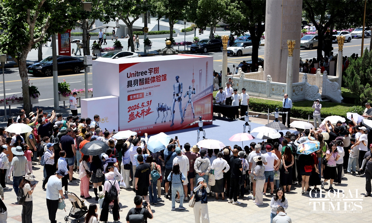 Chinese start-up #Unitree Robotics opened its Asia's first embodied intelligence experience store in Jing'an district in downtown Shanghai on Sunday. Spanning over 100 sqms, the store features and sells a range of end-user products, including the G1/R1 humanoid robot and Go2 robotic dog.