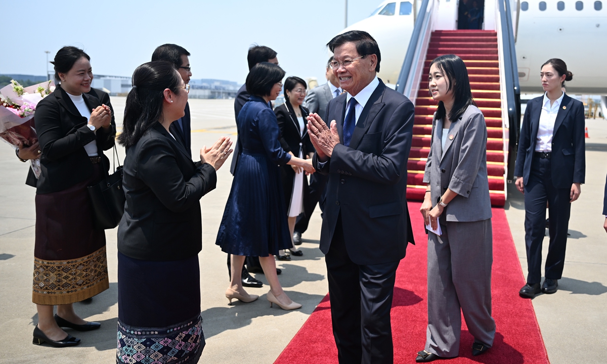 General Secretary of the Lao People's Revolutionary Party Central Committee and Lao President Thongloun Sisoulith arrives in Hangzhou, East China's Zhejiang Province, June 2, 2026. Photo: CNS Photo