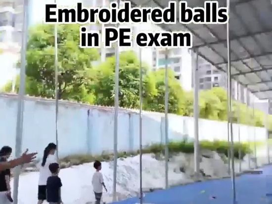Embroidered balls in PE exam