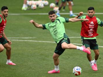 Players of Mexican national football team attend training session for FIFA World Cup