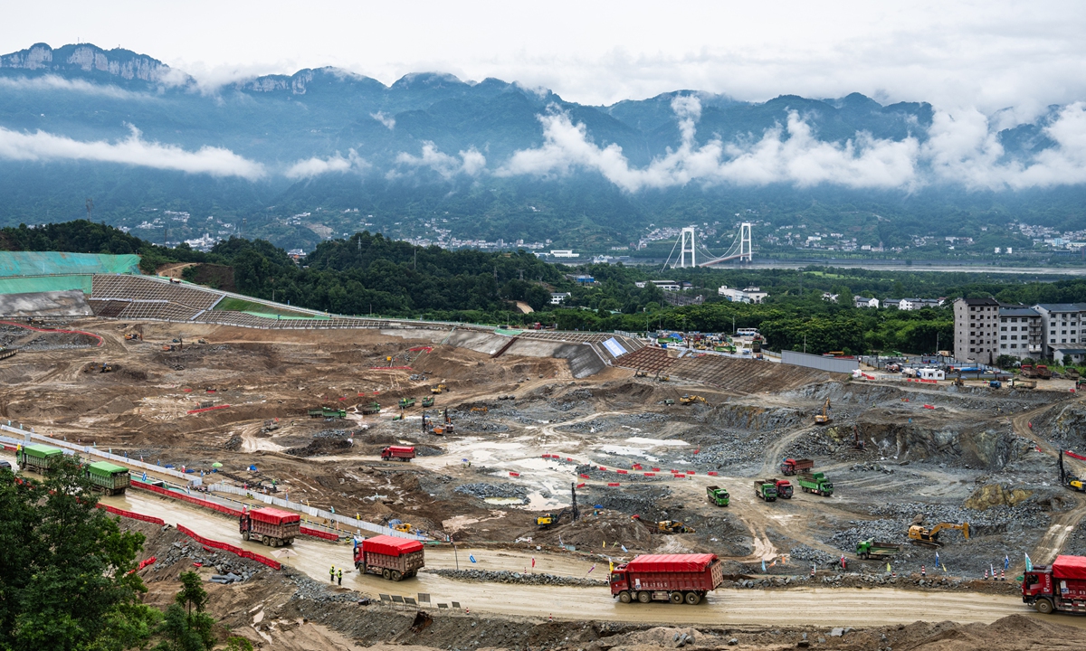 This photo taken on June 8, 2026 shows the construction site in an early-phase excavation zone of the Three Gorges new waterway project in Yichang, Central China's Hubei Province. China on Monday began construction of a mega waterway project, including what is expected to become the world's largest inland ship lock, in response to the rising shipping demand along the Yangtze, the world's third-longest river. Photo: Xinhua