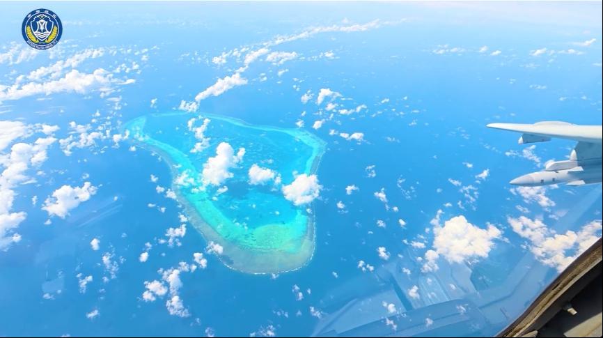 Screenshot from the video released by the PLA Southern Theater Command on the combat readiness patrols in territorial sea and airspace of China’s Huangyan Dao and surrounding areas