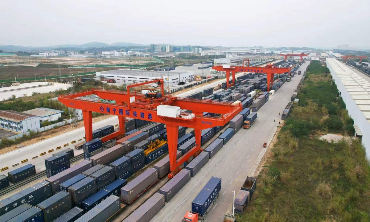 Nanning International Railway Port in South China's Guangxi Zhuang Autonomous Region Photo: CCTV News