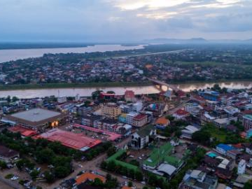 View of Pakse city in Champasak Province, Laos